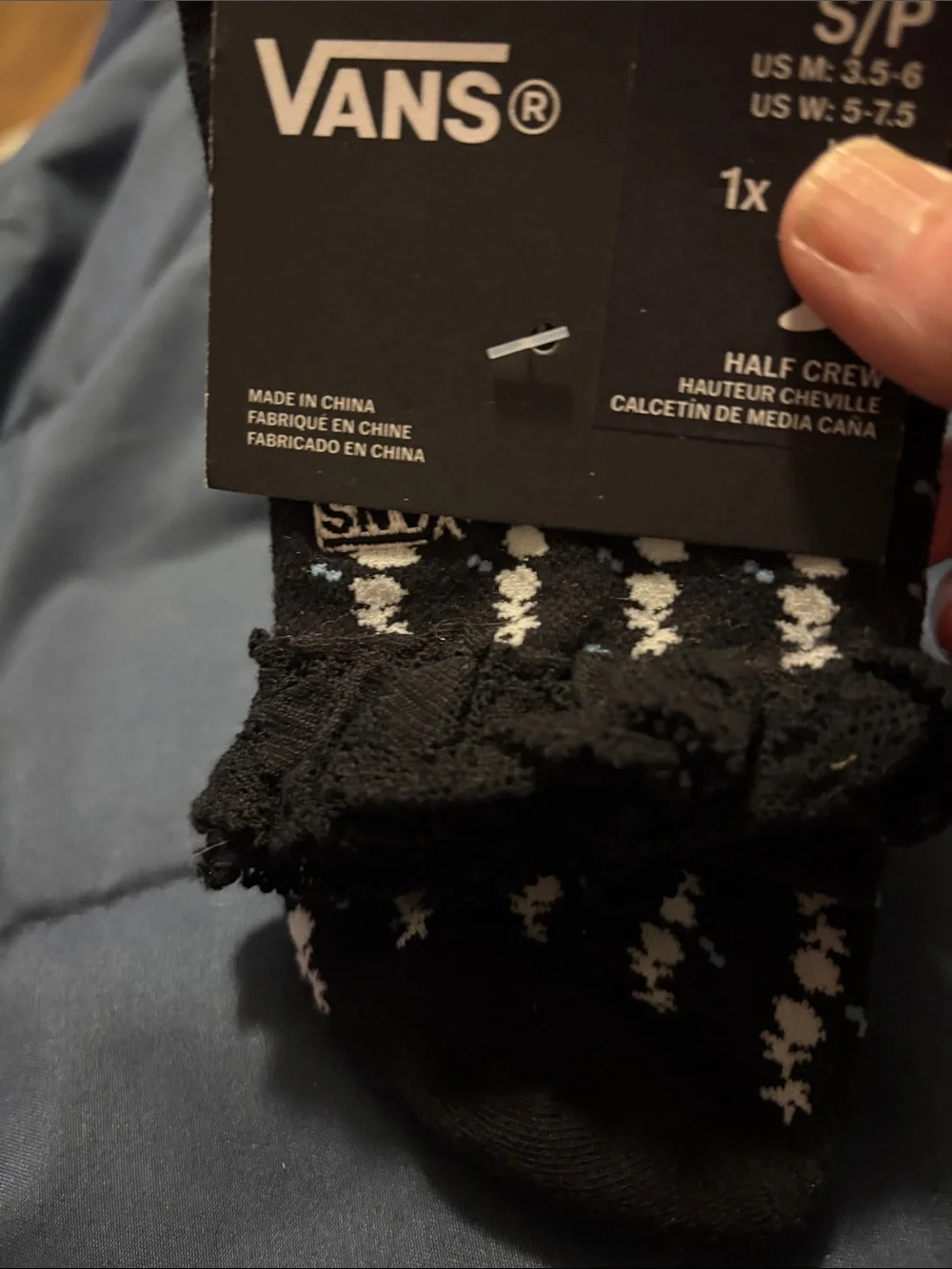 Girls vans half crew socks size 3.5-6